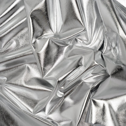 Knit Faux Leather with PET Anodized Aluminum Film - Silver - Elizabeth Collection