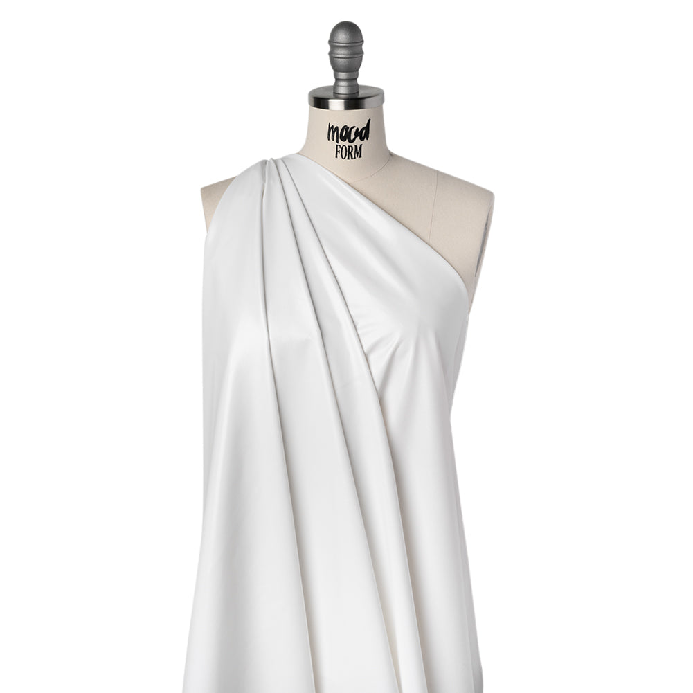 Knit Faux Leather with PET Anodized Aluminum Film - White - Elizabeth Collection Folded