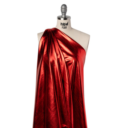 Knit Faux Leather with PET Anodized Aluminum Film - Red - Elizabeth Collection