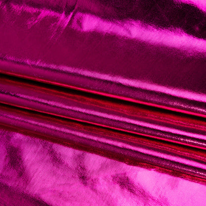 Knit Faux Leather with PET Anodized Aluminum Film - Fuschia - Elizabeth Collection