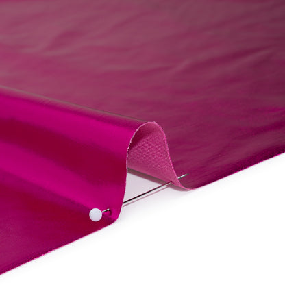 Knit Faux Leather with PET Anodized Aluminum Film - Fuschia - Elizabeth Collection