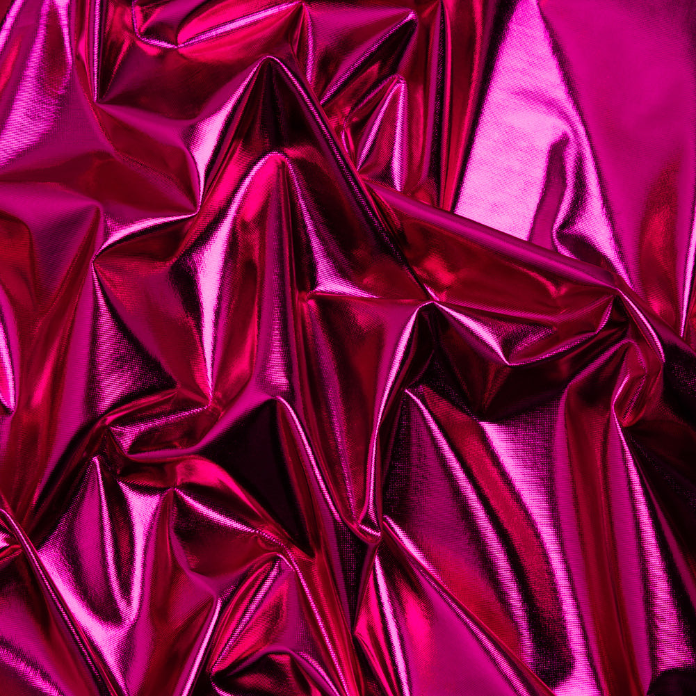 Knit Faux Leather with PET Anodized Aluminum Film - Fuschia - Elizabeth Collection - Drape