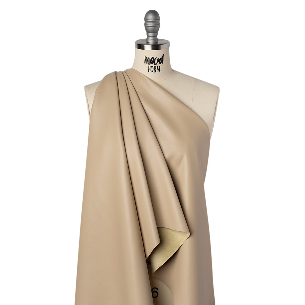Stretch Faux Leather with Suede-Like Brushed Backing - Beige - Jodi Collection - Folded