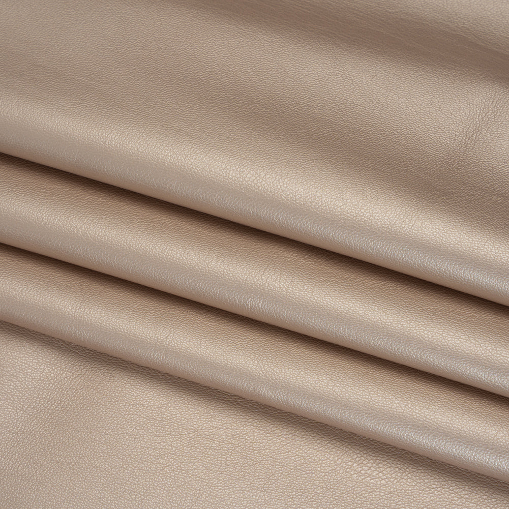 Stretch Faux Leather with Suede-Like Brushed Backing - Metallic Pale Rose Gold - Jodi Collection - Detail