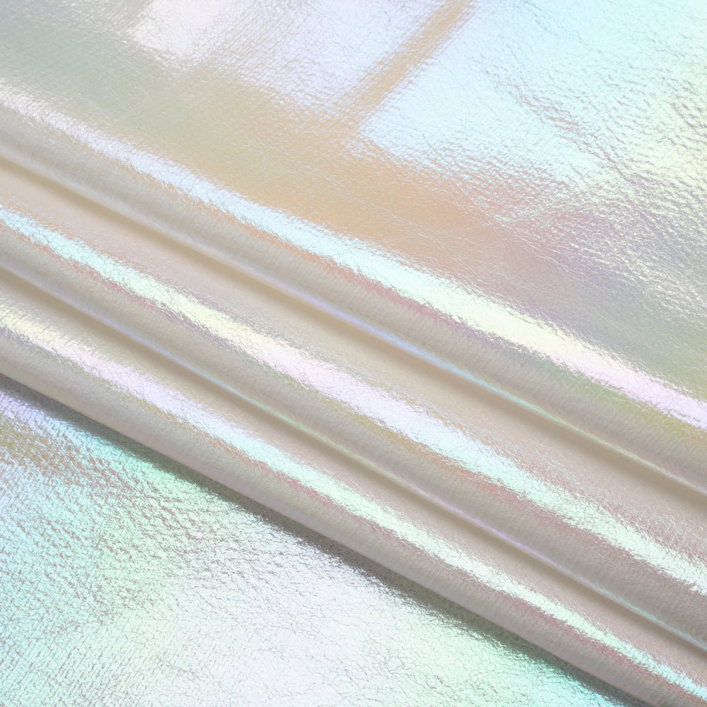 Crinkled Metallic Faux Leather - Pale Yellow and Blue Ombre - Adriana Collection - Detail