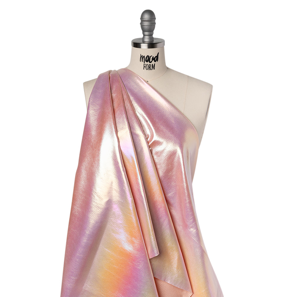 Crinkled Metallic Faux Leather - Pink and Yellow Ombre - Adriana Collection - Folded