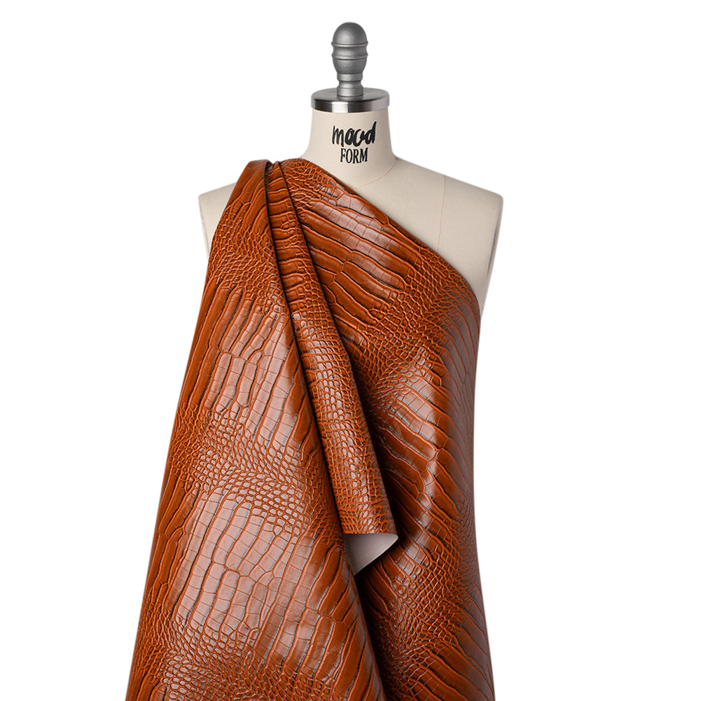 Crocodile Faux Leather Vinyl - Burnt Orange - Kristin Collection - Folded