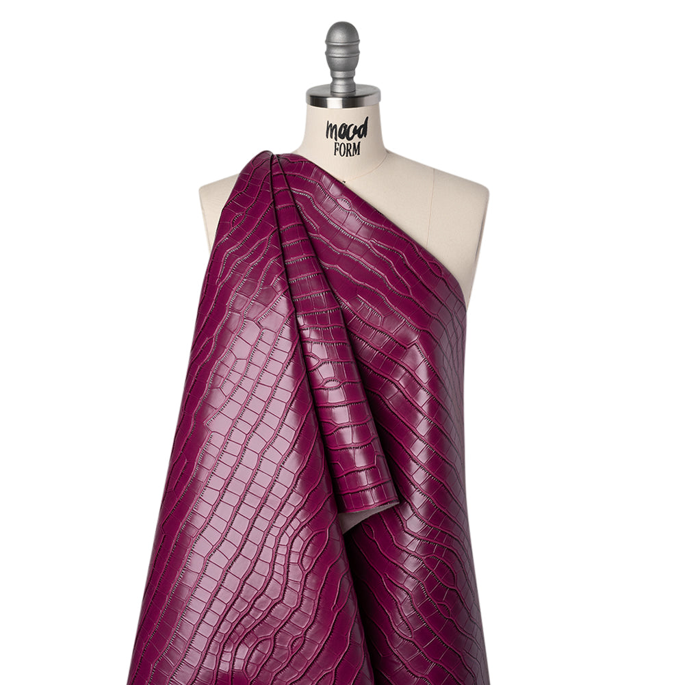 Crocodile Faux Leather Vinyl - Purple Fuchsia - Kristin Collection Folded