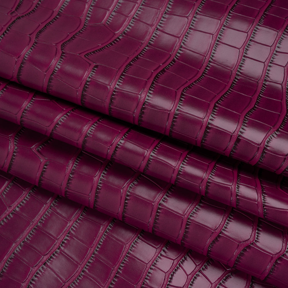 Crocodile Faux Leather Vinyl - Purple Fuchsia - Kristin Collection Detail