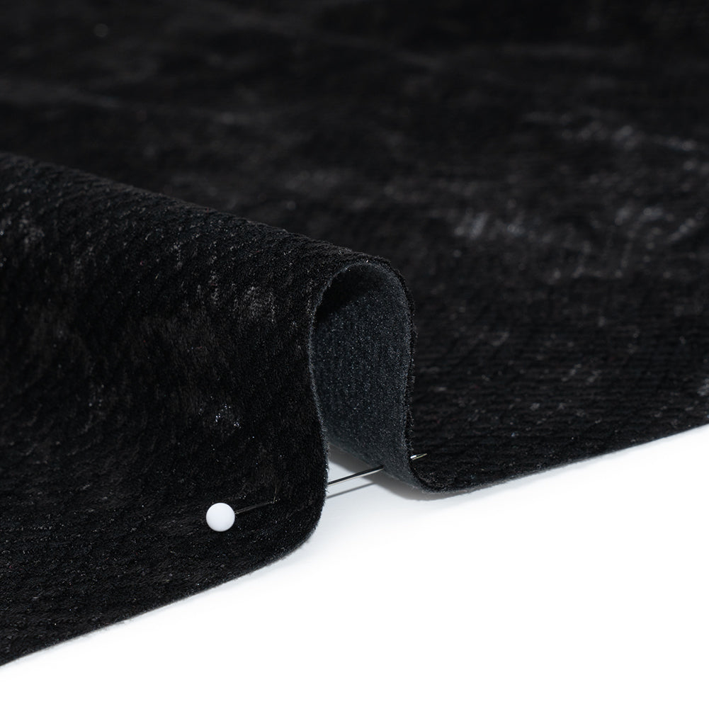 Snakeskin Embossed Polyester Crushed Velvet - Black - Mireia Collection - Full