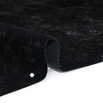 Snakeskin Embossed Polyester Crushed Velvet - Black - Mireia Collection