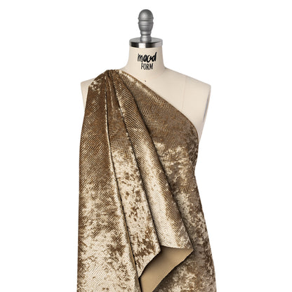 Snakeskin Embossed Polyester Crushed Velvet - Bronze - Mireia Collection