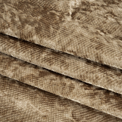 Snakeskin Embossed Polyester Crushed Velvet - Bronze - Mireia Collection