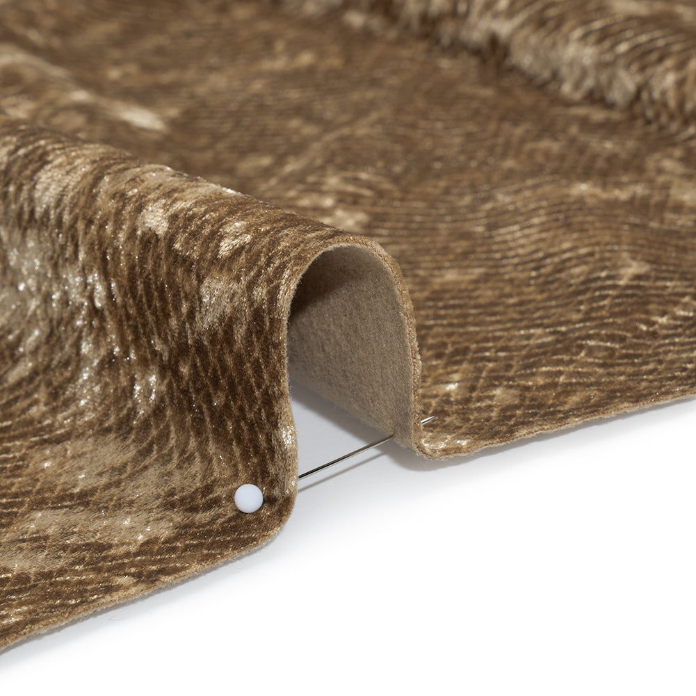 Snakeskin Embossed Polyester Crushed Velvet - Bronze - Mireia Collection - Full - Image 4 of 6