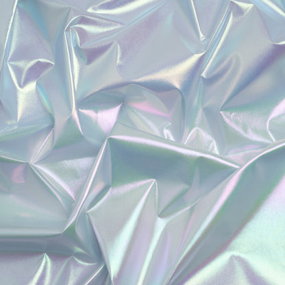 Metallic Lame Jacketing - Pastel Rainbow Ombre Stripe on Pale Blue - Inez Collection