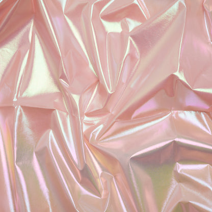 Metallic Lame Jacketing - Pastel Rainbow Ombre Stripe on Baby Pink - Inez Collection