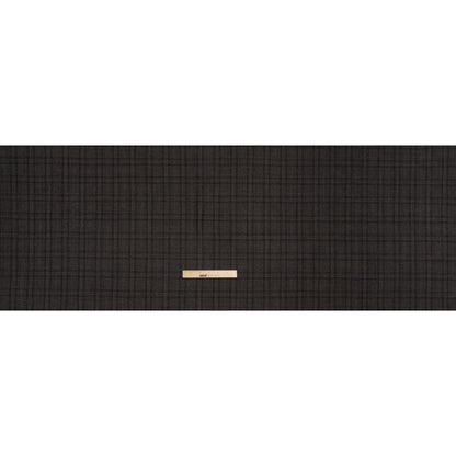 Super 130s Wool Twill Suiting Made in Italy - Charcoal Gray and Navy Plaid - Deadstock