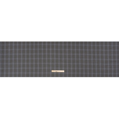 Super 130s Wool Twill Suiting Made in Italy - Gray and Sky Blue Plaid - Deadstock