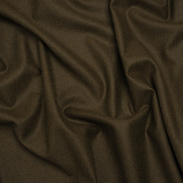 Brushed Wool Twill Suiting Made in Italy - Heathered Olive Green - Deadstock