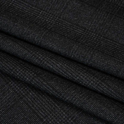 Super 110s Wool Twill Suiting Made in Italy - Black and White Glen Plaid - Deadstock
