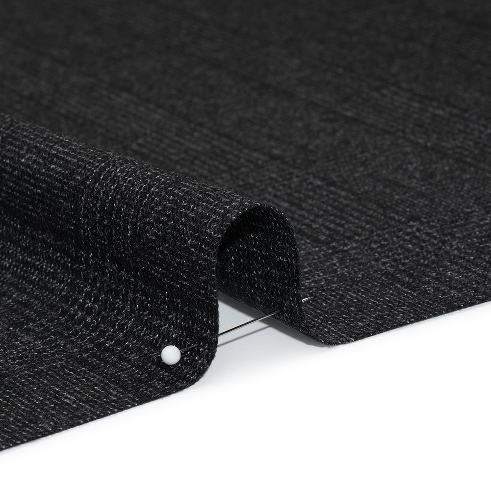 Super 110s Wool Twill Suiting Made in Italy - Black and White Glen Plaid - Deadstock - Detail