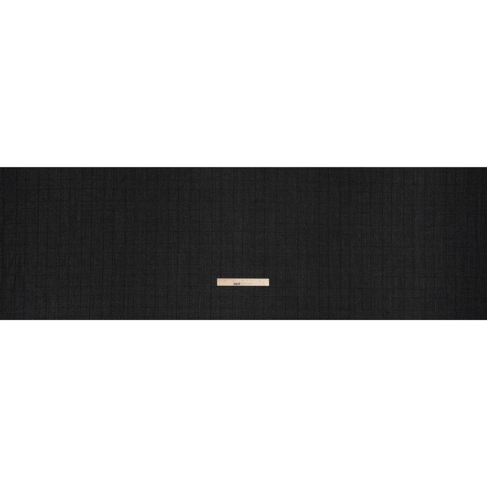 Super 110s Wool Twill Suiting Made in Italy - Black and White Glen Plaid - Deadstock - Full