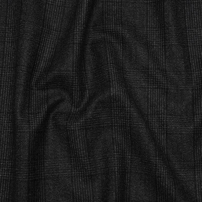 Super 110s Wool Twill Suiting Made in Italy - Black and White Glen Plaid - Deadstock