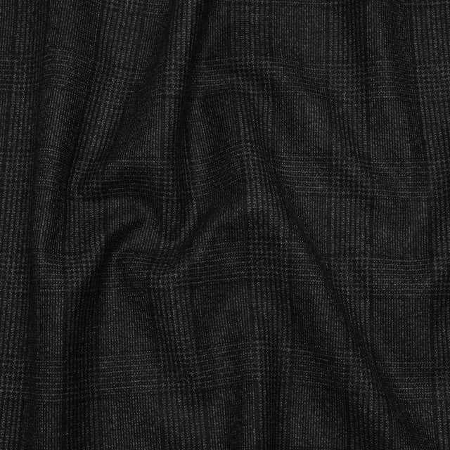 Super 110s Wool Twill Suiting Made in Italy - Black and White Glen Plaid - Deadstock
