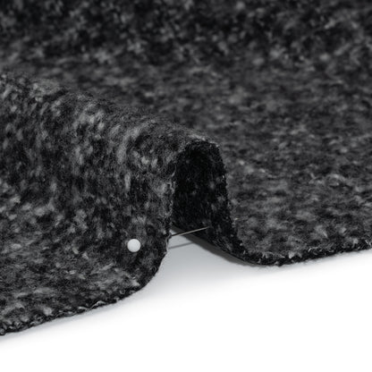 Plush Brushed Wool and Alpaca Boucle Coating Made in Italy - Black and White Heathered - Deadstock