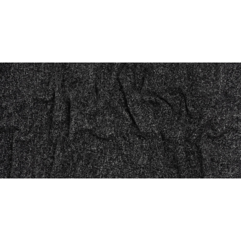 Plush Brushed Wool and Alpaca Boucle Coating Made in Italy - Black and White Heathered - Deadstock - Full