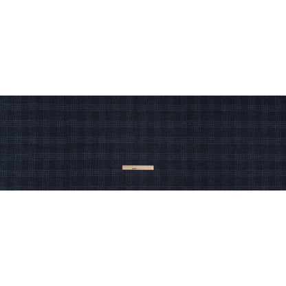 Wool, Silk and Cashmere Boucle Suiting Made in Italy - Blue and Navy Plaid - Deadstock