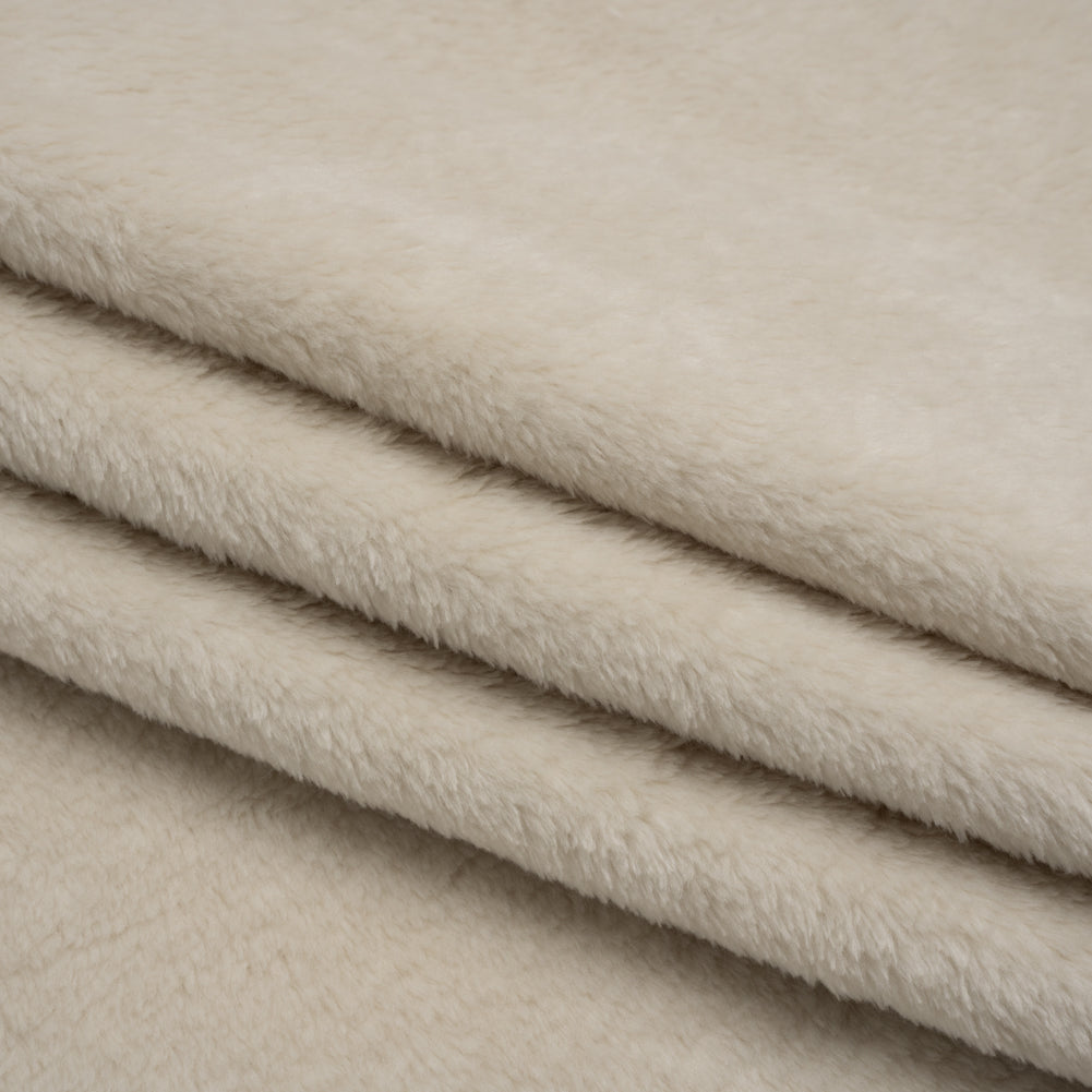 Double Faced Minky Fleece - Eggshell - Avery Collection - Folded