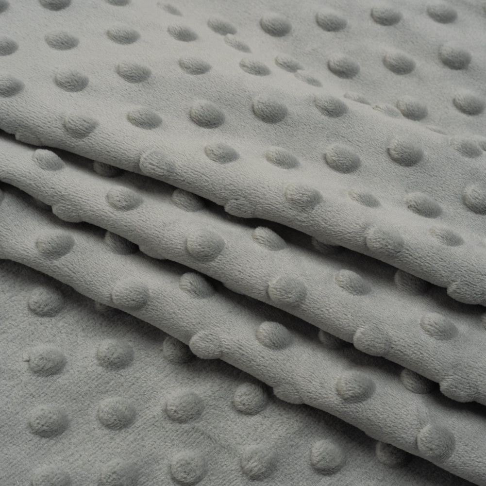 Dotted Minky - Silver Textured Polka Dots - Folded