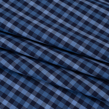 Cotton Shirting - Shades of Blue Tattersall Check - Deadstock