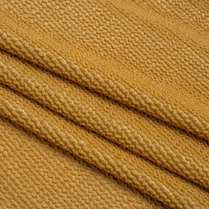 Stretch Nylon Textured Jacquard Knit - Gold Ribs - Designer Deadstock
