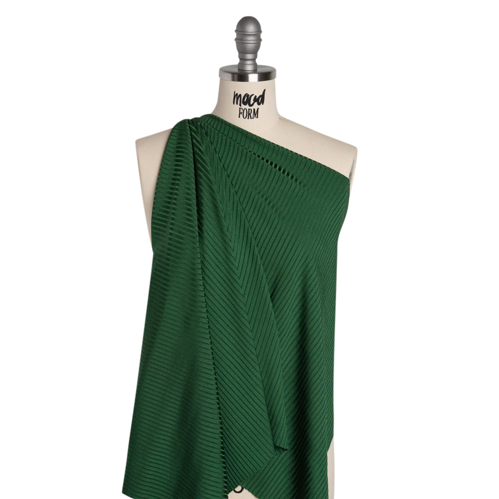 Stretch Nylon 8x4 Rib Knit - Forest Green - Designer Deadstock - Drape