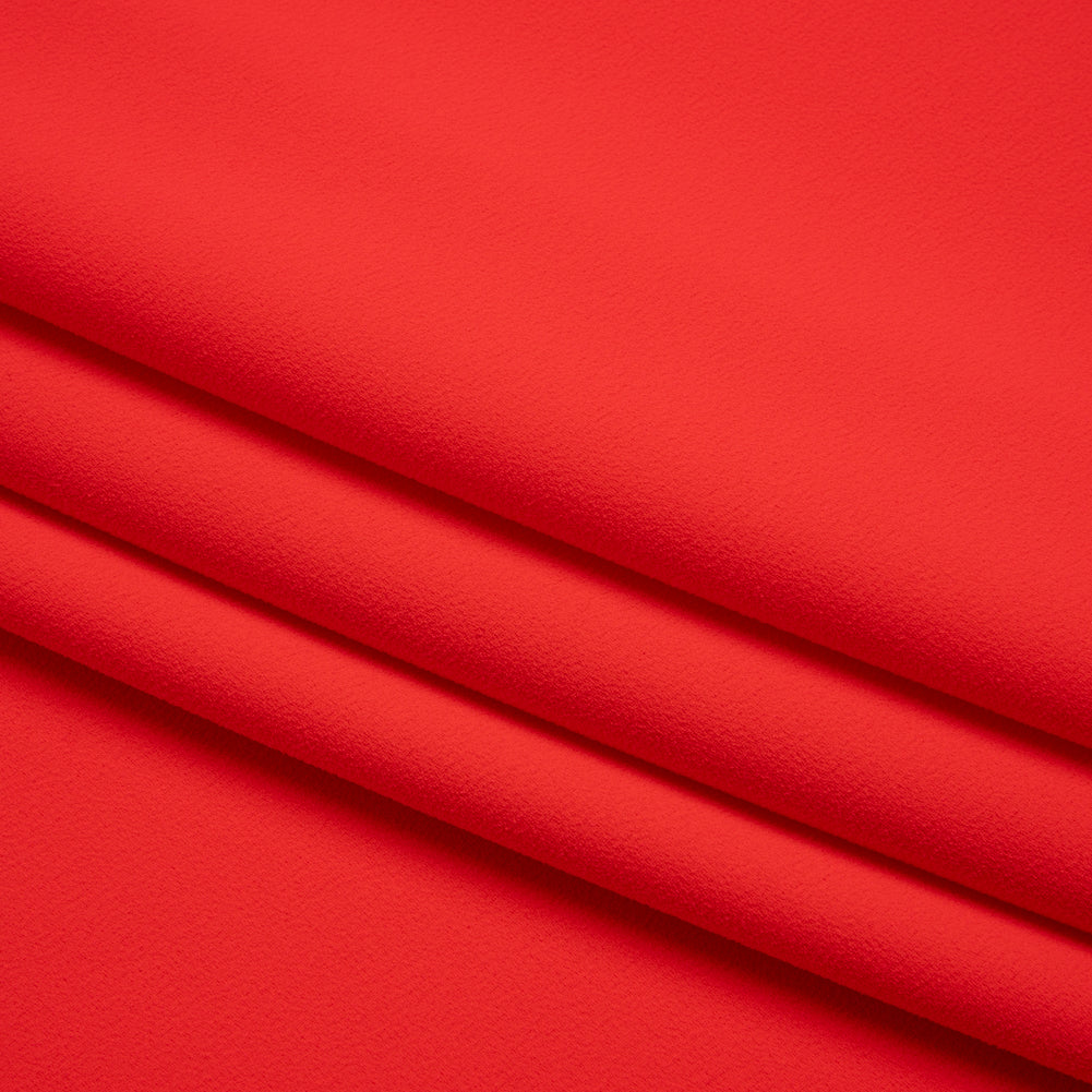 Stretch Polyester Crepe by Alex Perry - Strawberry Red - Designer Deadstock - Folded