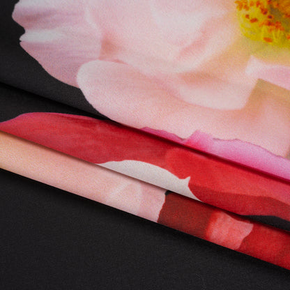 Polyester Crepe-Back Satin - Black, Yellow and Red Realistic Flowers - Mood Exclusive Photosynthesis Snapshot Print
