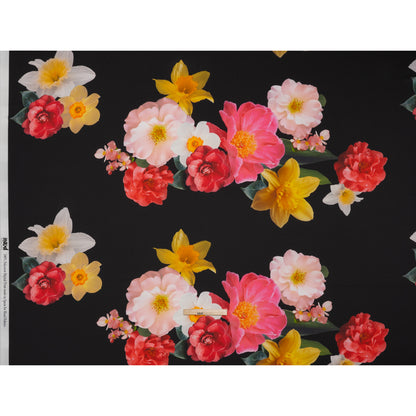 Polyester Crepe-Back Satin - Black, Yellow and Red Realistic Flowers - Mood Exclusive Photosynthesis Snapshot Print