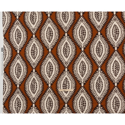 Linen and Rayon Woven - Burnt Orange, Brown and Cream Leafy Ogees - Mood Exclusive Lazy River Print