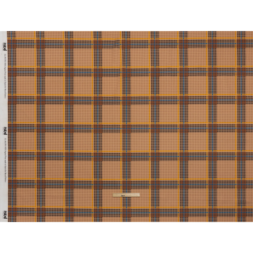 Peached Polyester Twill - Brown, Blue and Yellow Plaid - Mood Exclusive Plot Point Print - Full
