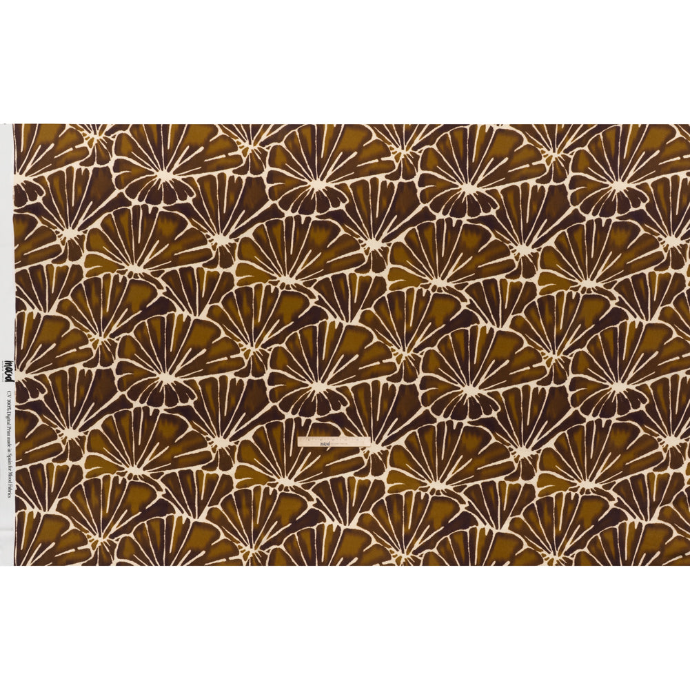 Viscose Crepe - Brown, Tan and Cream Floral Blocks - Mood Exclusive Pixel Petals Print - Full