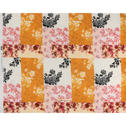 Cotton Crepe - Orange, Pink and Cream Floral Patchwork - Mood Exclusive Bloom Block Party Print