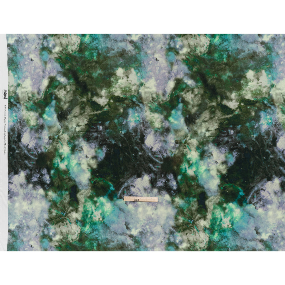 Slubbed Gauzy Cotton Woven - Blue, Green and Lavender Abstract Painting - Mood Exclusive Celestial Drift Print - Full