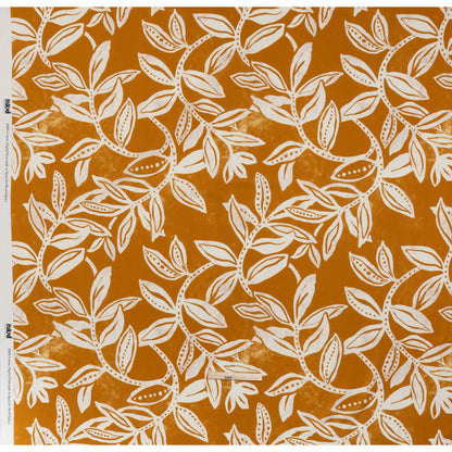 Slubbed Gauzy Cotton Woven - Orange Ochre and Cream Vines - Mood Exclusive Sandswept Tangle Print