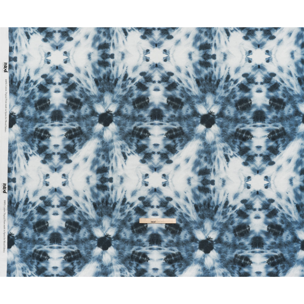 Slubbed Gauzy Cotton Woven - Denim Blue and White Tie Dye - Mood Exclusive Rorschach Revelations Print - Full