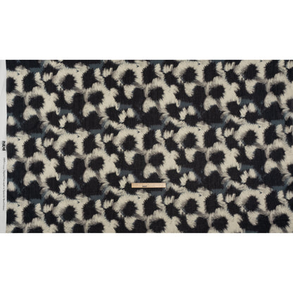Crinkled Cotton Gauzy Woven - Dark Blue, Black and Cream Painterly Florals - Mood Exclusive Sunflower Strokes Print