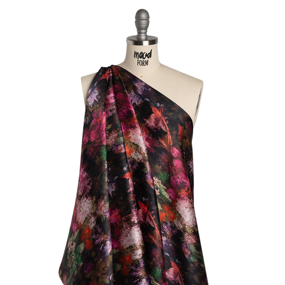 Polyester Mikado - Pink, Red and Green Melting Flowers - Mood Exclusive Alice’s Adventure Print Folded