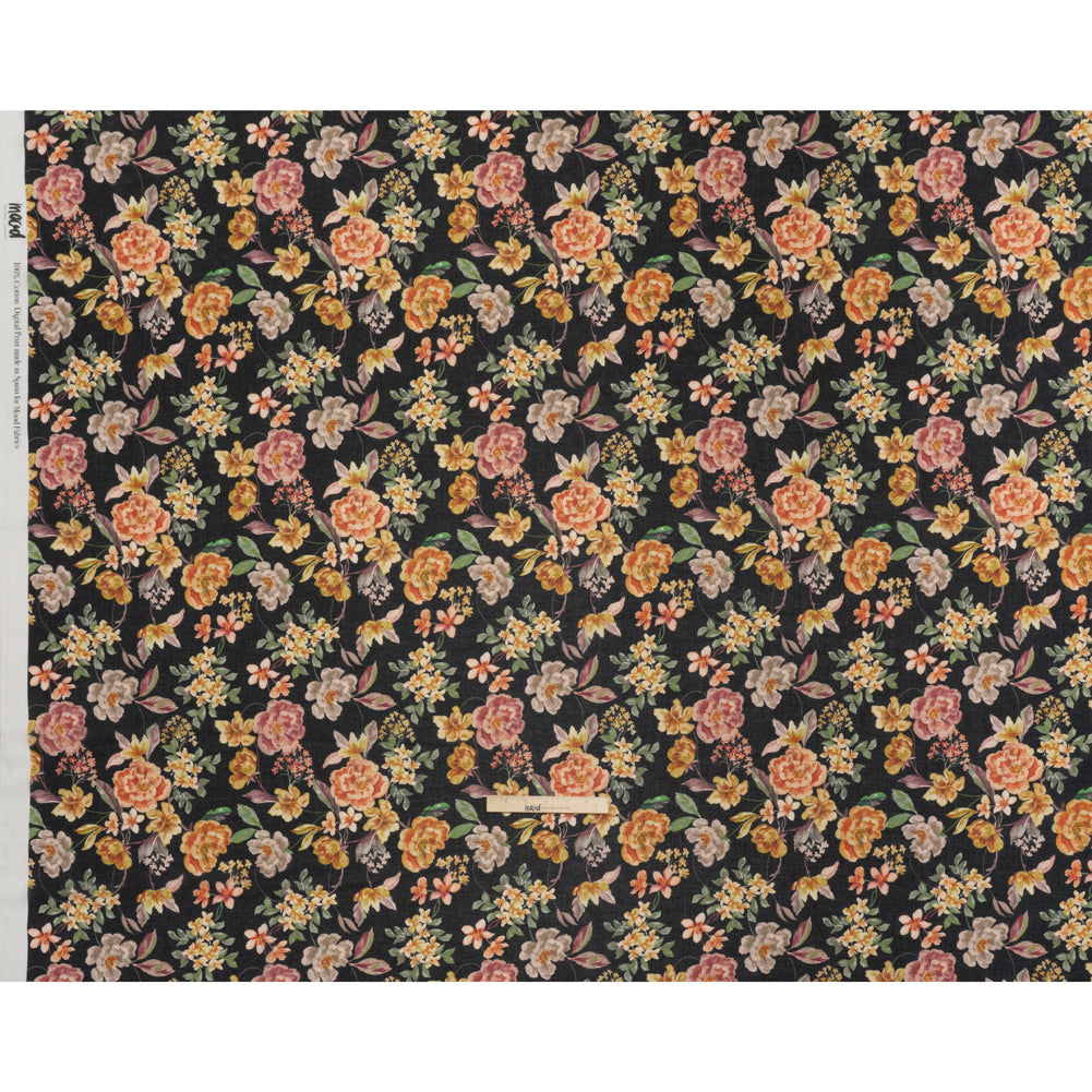 Cotton Voile - Black, Pink and Yellow Floral - Mood Exclusive Nocturne Garden Print - Full