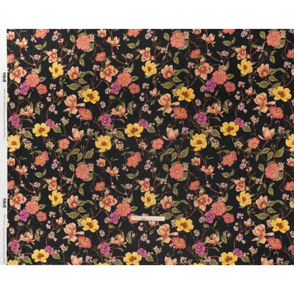 Cotton Voile - Pink, Fuchsia Purple and Black Flowering Branches - Mood Exclusive Eve’s Euphoria Print